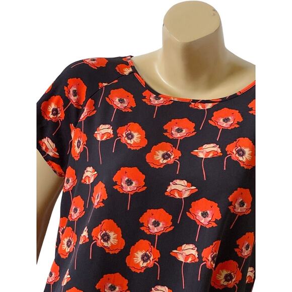 CABI Womens Size Small Short Sleeve Floral Back Slit Flanders Swing Shirt Top - Picture 5 of 8